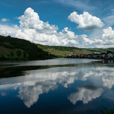 Clouds reflection in the Moselle river