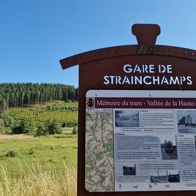 Old tram information board