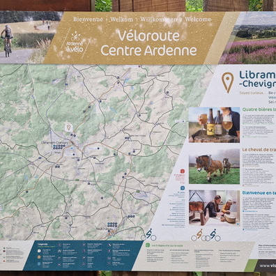 Véloroute Centre Ardenne information board in Libramont-Chevign