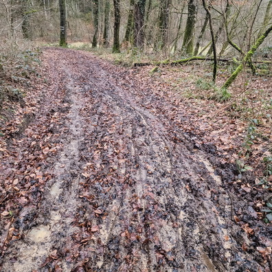 Wet and muddy track