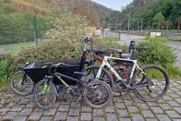 Parked bicycles