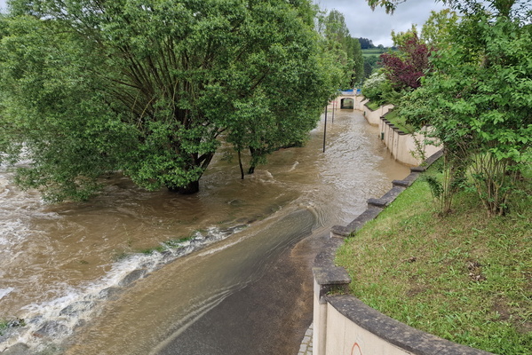 Alzette flood in Ettelbruck
