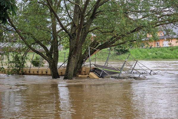 Damaged floating bridge