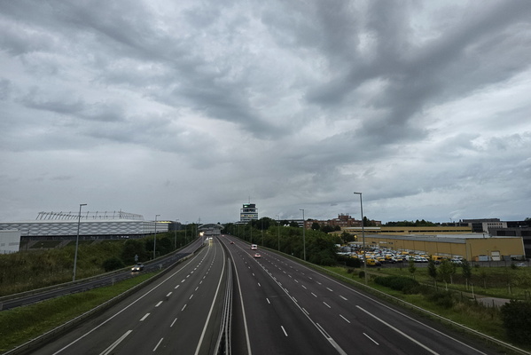 It's cloudy above the motorway