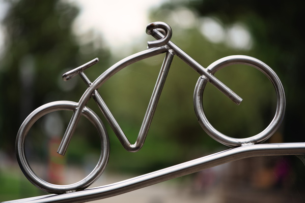 Bike sculpture on rack