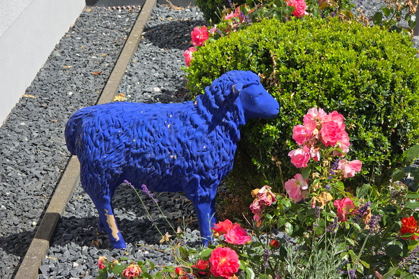 Blue sheep statue