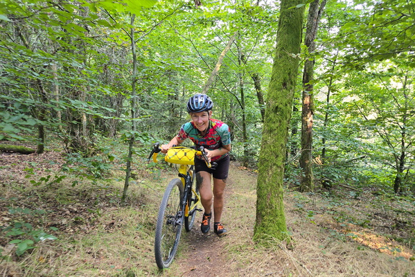 Steep climb in the woods