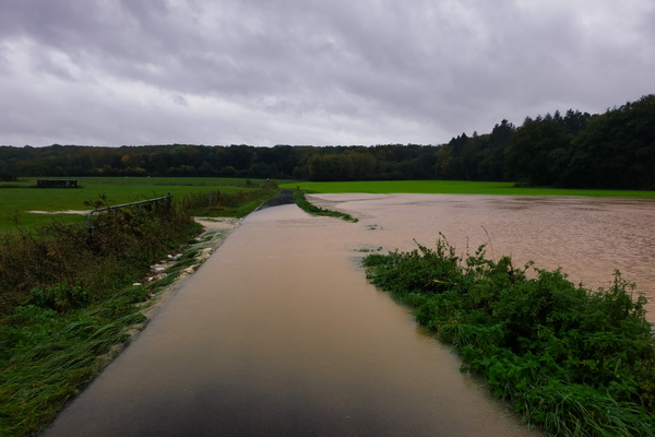 Water overpowers the trail