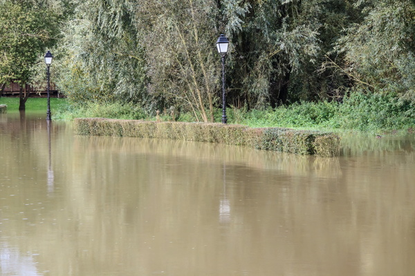 A flooded park, perfect for... well, not picnics!