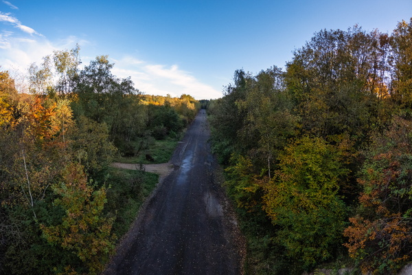 Autumnal road perspective, 16mm focal length