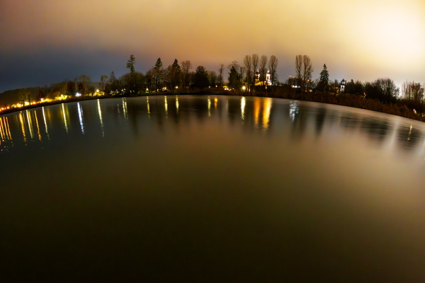 Evening strolls by the lake.