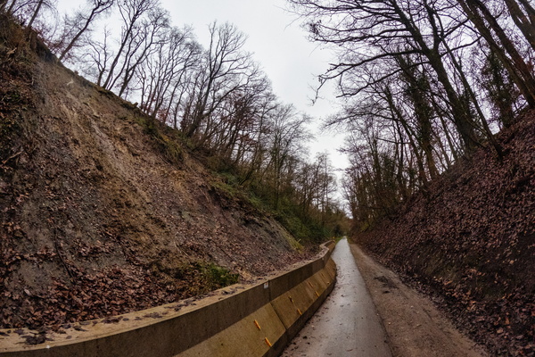 A landslide on a former railway transformed to a cycle path