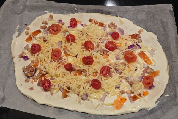 Flammkuchen, before baking